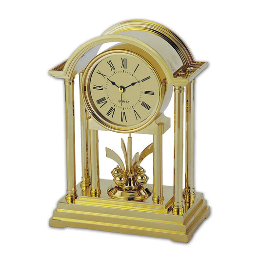 Vintage Gold Table Clock, Antique Style Quartz Desk Clock