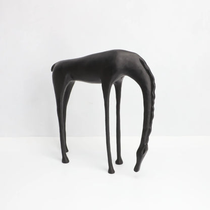 Black Cast Iron Abstract Horse and Deer Statue