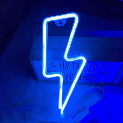 Lightning Bolt Neon Table Light, USB or Battery LED Desk Lamp