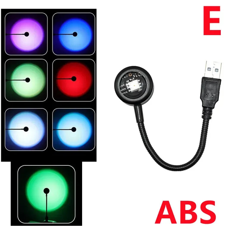 Rainbow Sunset Lamp Projector, USB LED Mood Light for Bedroom