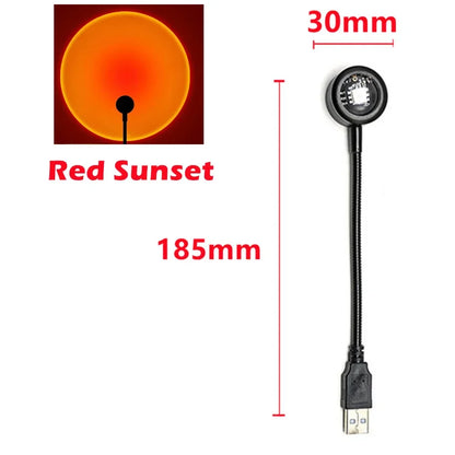 Rainbow Sunset Lamp Projector, USB LED Mood Light for Bedroom