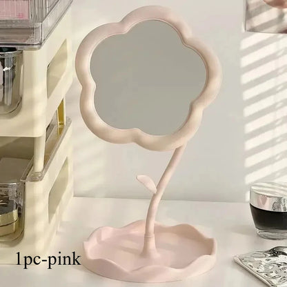Flower Shaped Vanity Mirror, Cute Freestanding Desktop Makeup Mirror