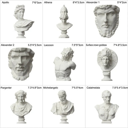 Mini Greek Bust Statue, Plaster Style Resin Figurine