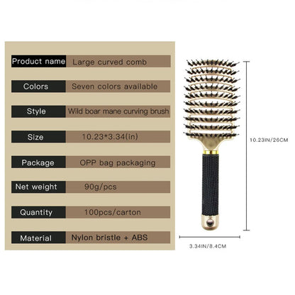 Detangling Hair Brush, Curved Vented Boar and Nylon Bristle