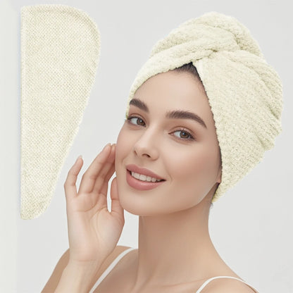 Hair Towel Wrap, Textured Quick Dry Button Hair Turban