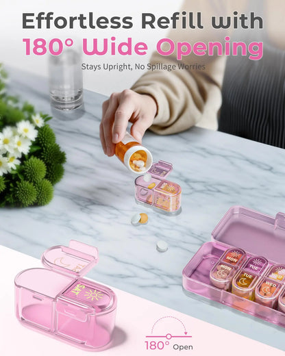 Weekly Pill Organizer, 7-Day AM/PM Travel Pill Box