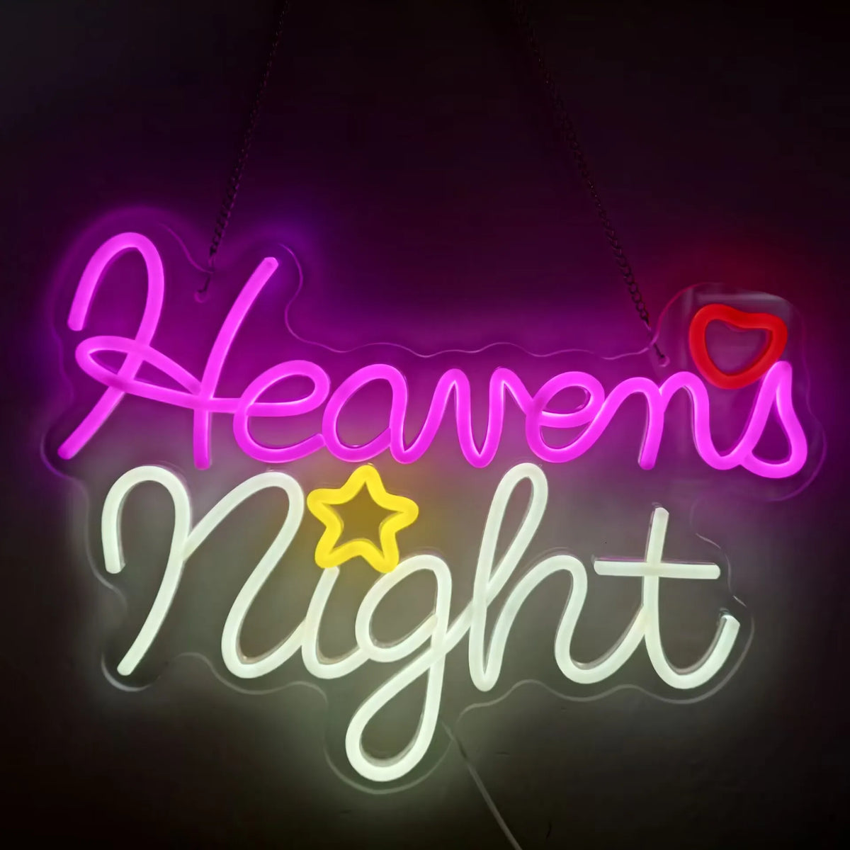Heaven LED Neon Sign, Script Word Wall Light for Bedroom Decor