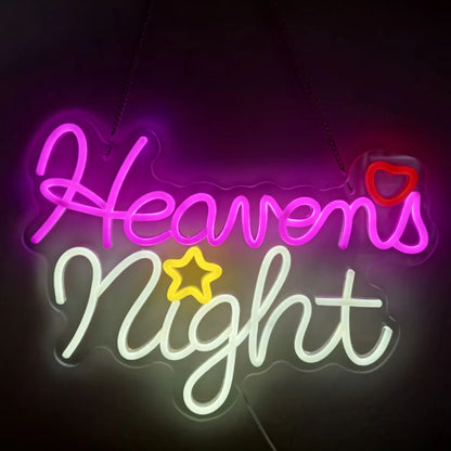 Heaven LED Neon Sign, Script Word Wall Light for Bedroom Decor