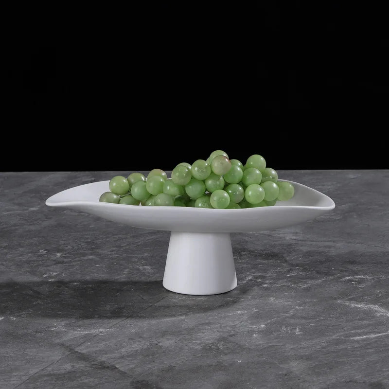 Pedestal Fruit Tray, Modern Resin Footed Dish, White or Black