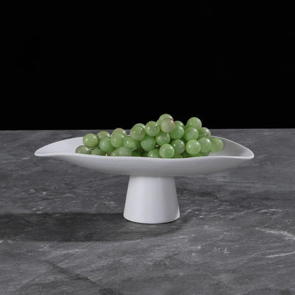Pedestal Fruit Tray, Modern Resin Footed Dish, White or Black