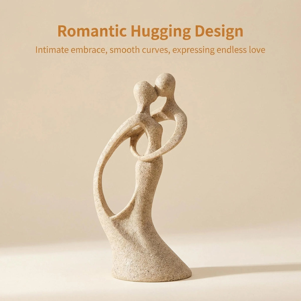 Kissing Couple Statue, Sandstone-Look Art Deco Sculpture Decor