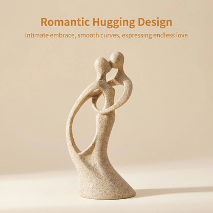 Kissing Couple Statue, Sandstone-Look Art Deco Sculpture Decor