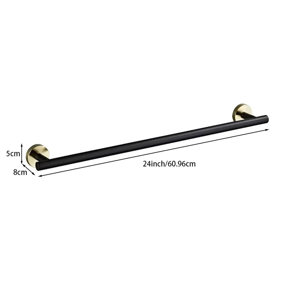 Wall Mounted Towel Bar, Stainless Steel Bathroom Rack, Gold or Black