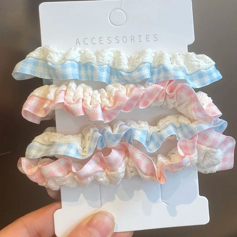 Satin Scrunchie Set, 4 Small Elastic Hair Ties