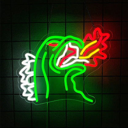 Fire-Breathing Dinosaur LED Neon Sign, Acrylic Game Room Wall Light