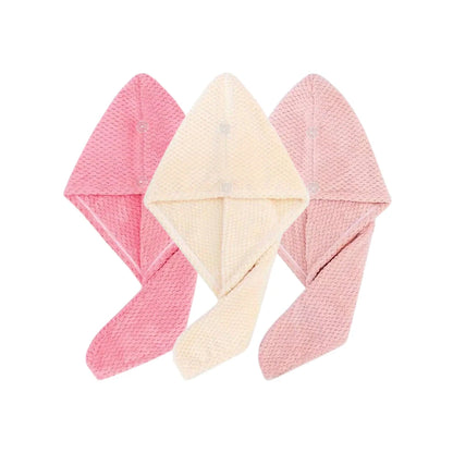 Hair Towel Wrap, Textured Quick Dry Button Hair Turban