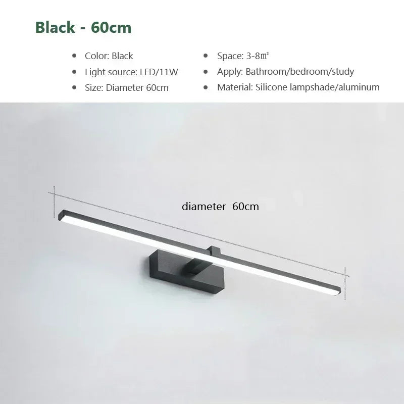 LED Vanity Wall Light, Modern Bathroom Sconce with Acrylic Shade