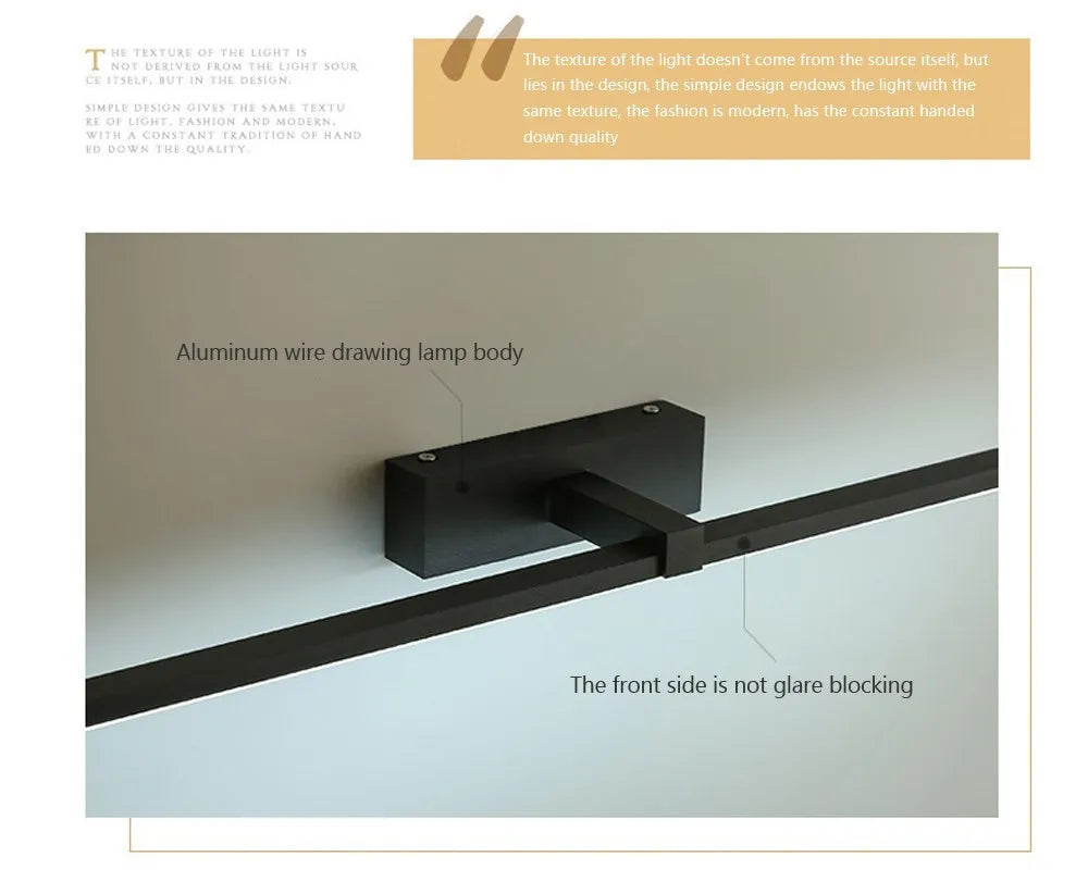 LED Mirror Wall Light, Modern Bathroom Vanity Lamp, 40 or 60 cm