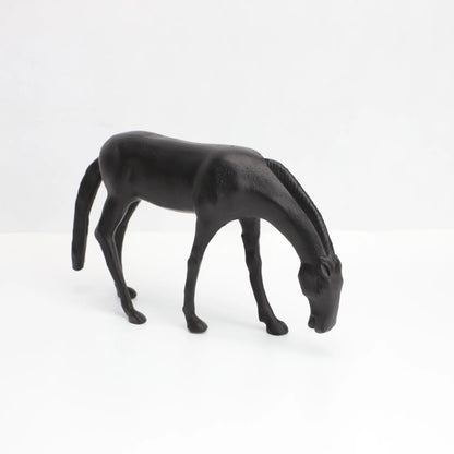 Black Cast Iron Abstract Horse and Deer Statue