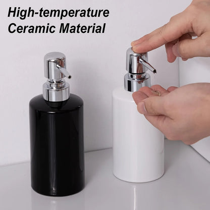 Ceramic Soap Dispenser, Glossy 10 oz Refillable Pump Bottle