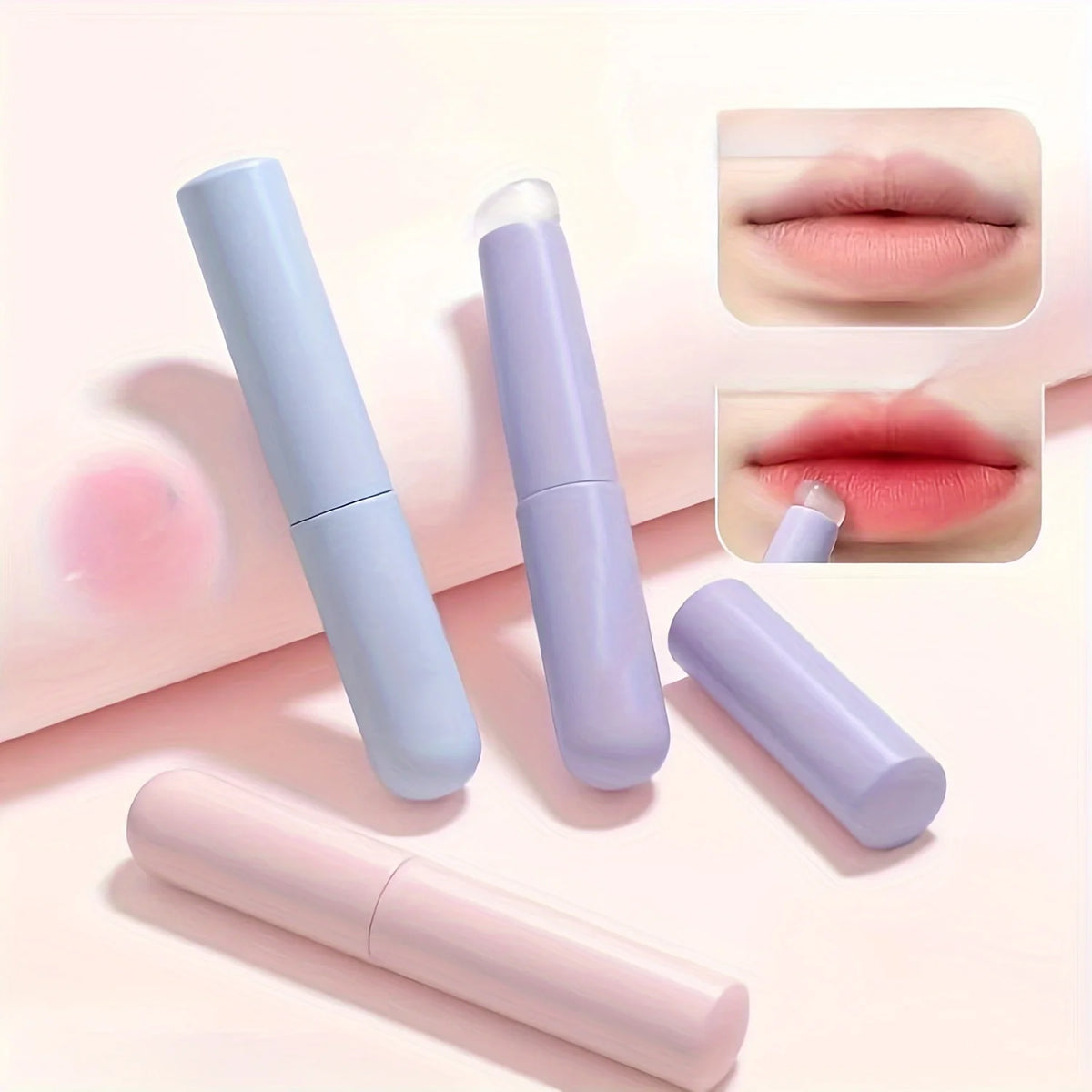 Silicone Lip Brush with Cap, Portable Lipstick Applicator
