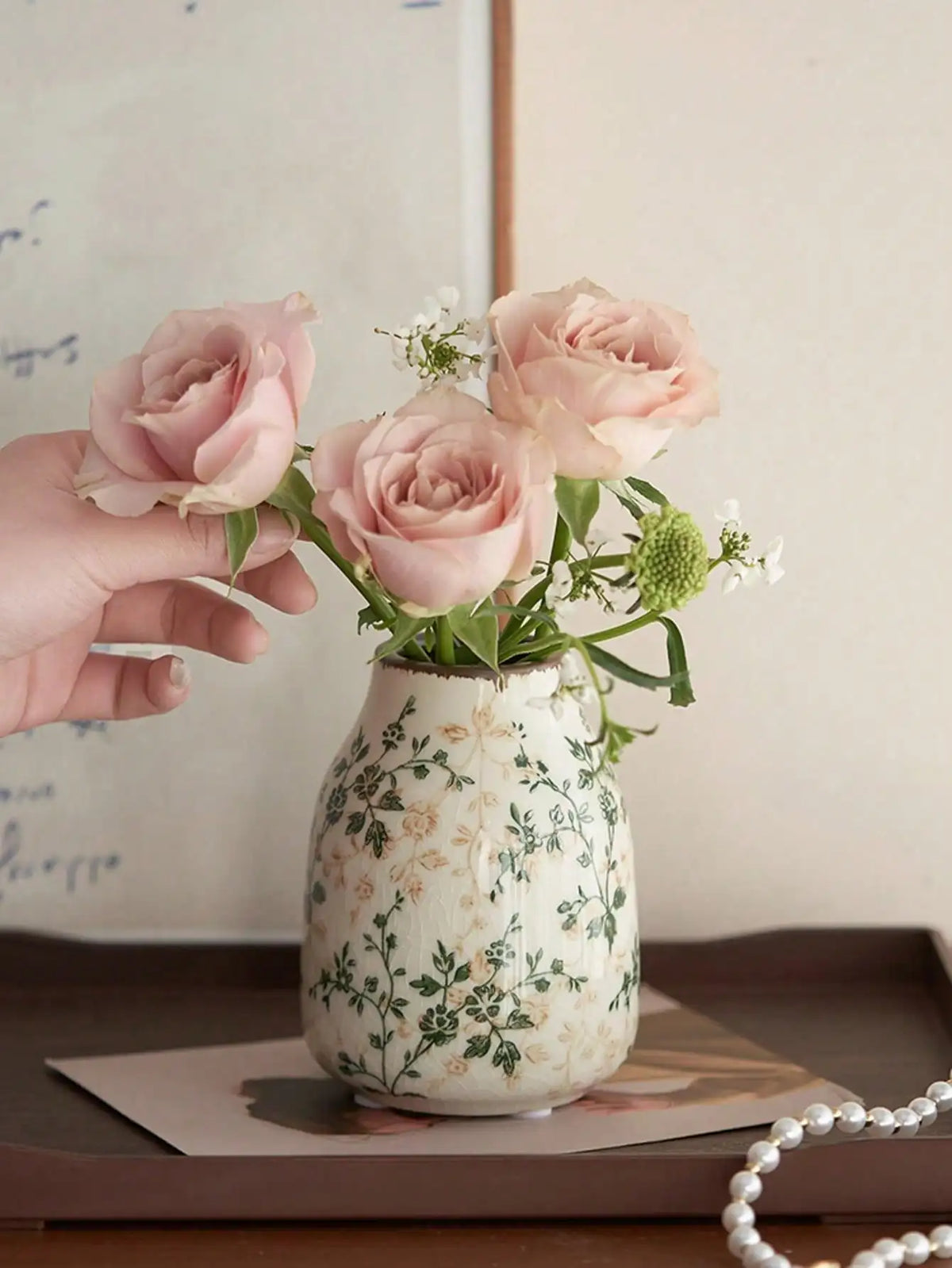 Ice Crackle Ceramic Bud Vase, Handmade Small Flower Vase