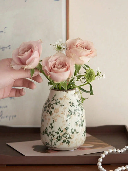 Ice Crackle Ceramic Bud Vase, Handmade Small Flower Vase