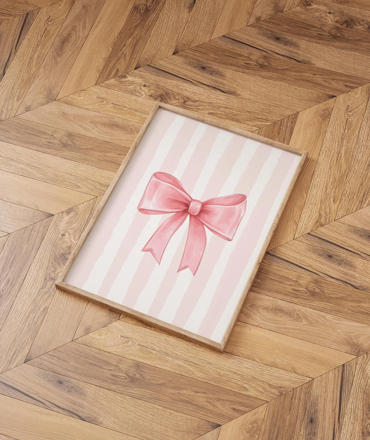 Pink Bow Canvas Art Print, French Pastel Coquette Wall Art