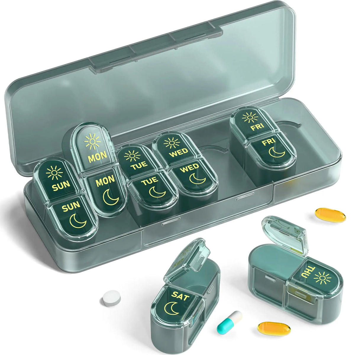 Weekly Pill Organizer, 7-Day AM/PM Travel Pill Box