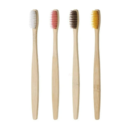 Natural Bamboo Toothbrush Set, 10 Pack