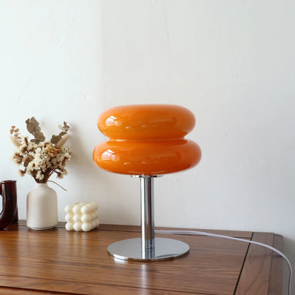 Macaron Glass Table Lamp, Pastel USB Bedside Lamp for Bedroom