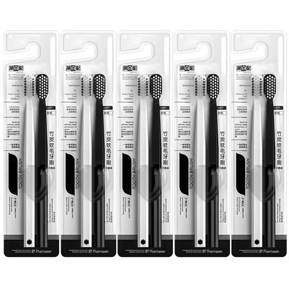 Bamboo Charcoal Soft Toothbrush Set, 10 Pack