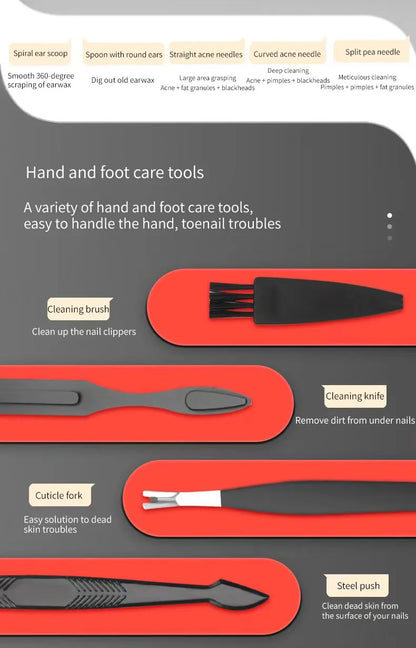 Black and Red Manicure and Pedicure Set