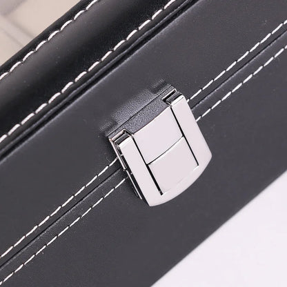 PU Leather Watch Box with Glass Lid, 6 Slots
