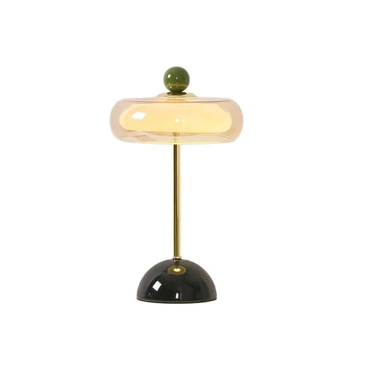 French Vintage Glass Table Lamp, Colored Bedside and Desk Lamp