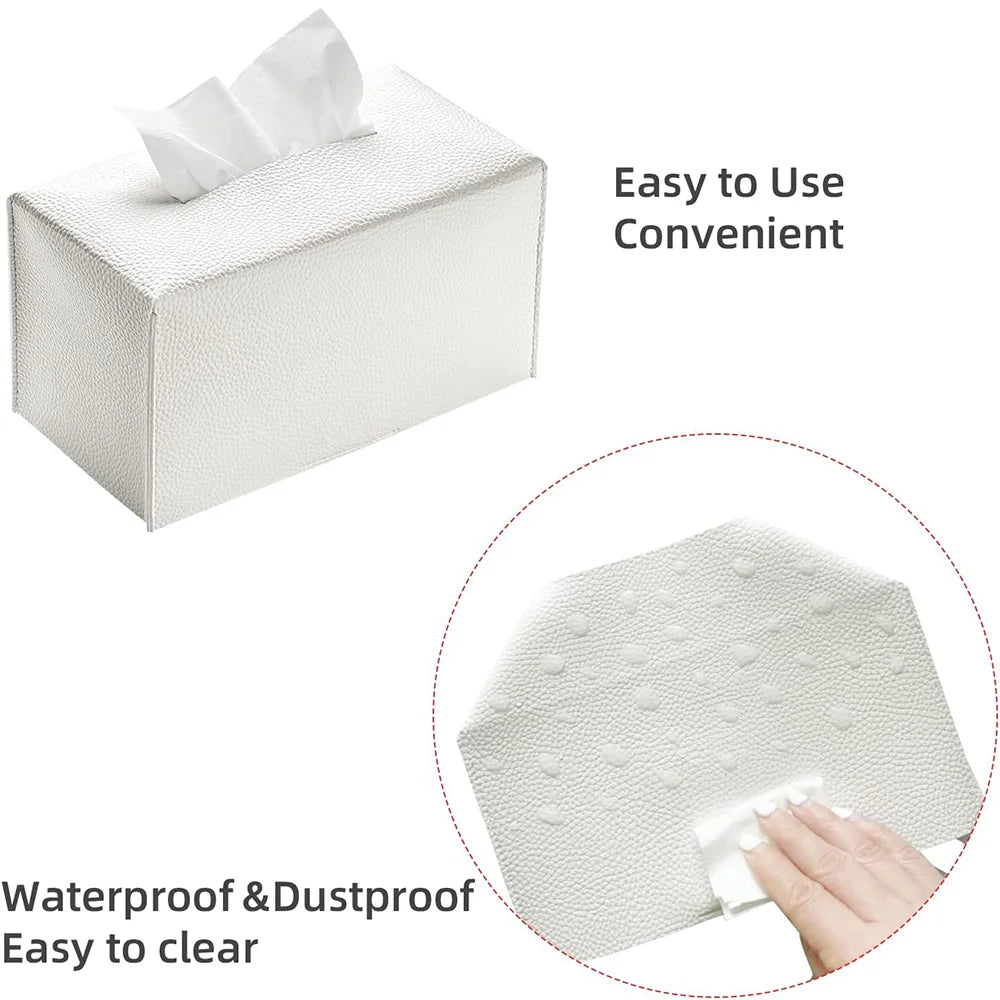 Tissue Box Cover, PU Leather Rectangular Tissue Holder