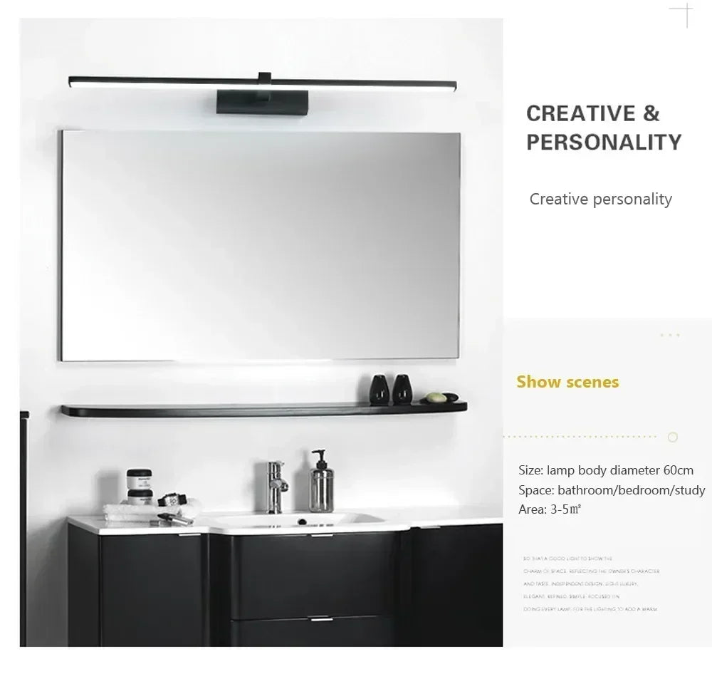 LED Vanity Wall Light, Modern Bathroom Sconce with Acrylic Shade