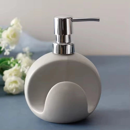 2-in-1 Ceramic Soap Dispenser with Sponge Holder