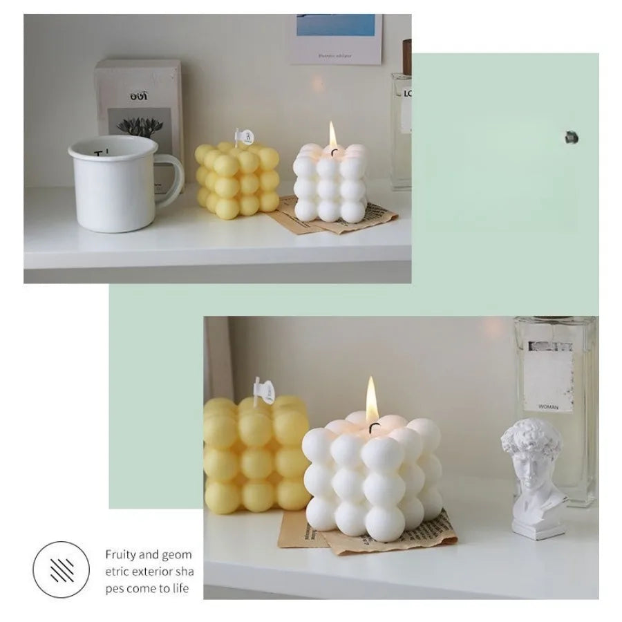 Bubble Cube Candle, Handmade Soy Wax Scented Decor Candle
