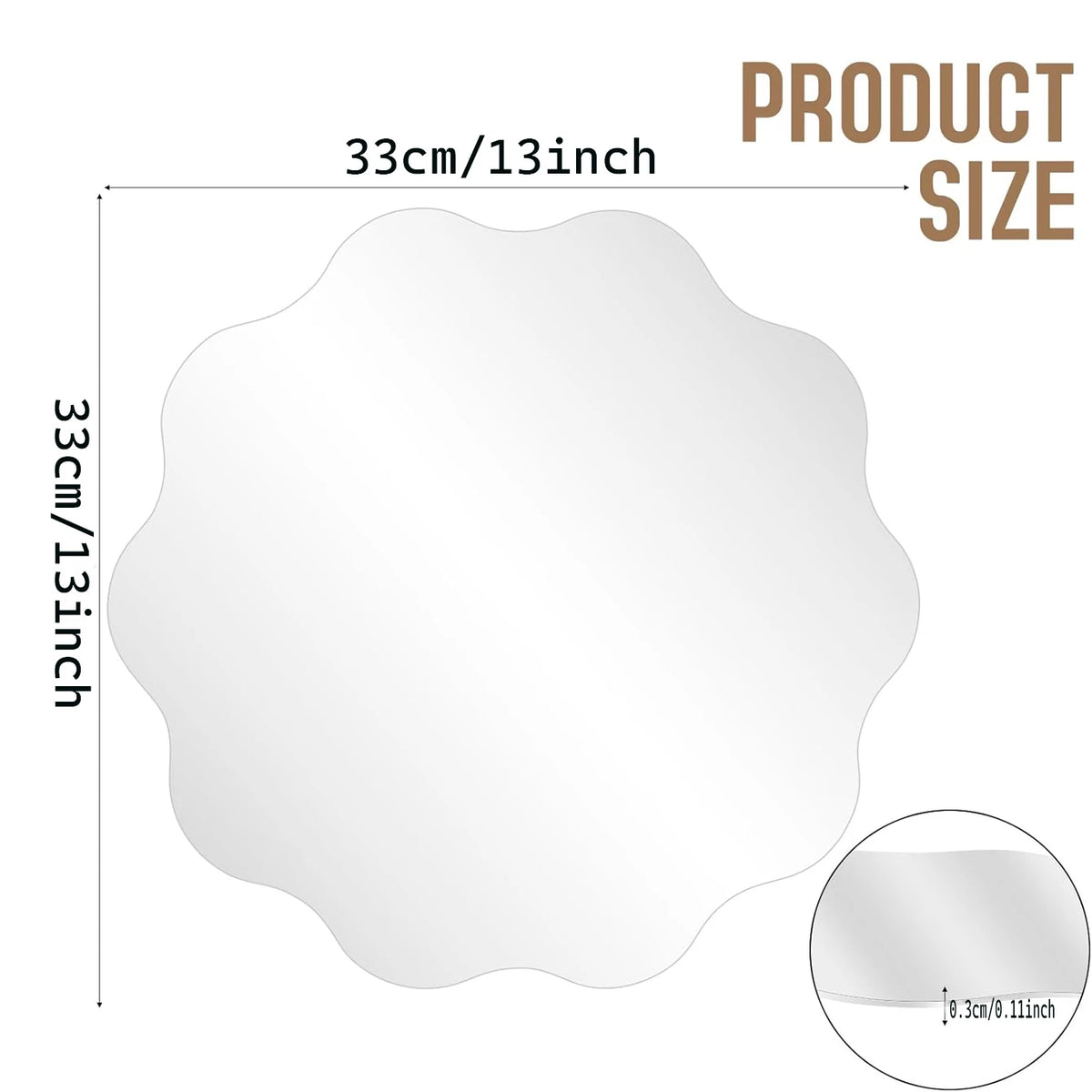 Irregular Acrylic Wall Mirror, Frameless Shatterproof Accent Mirror