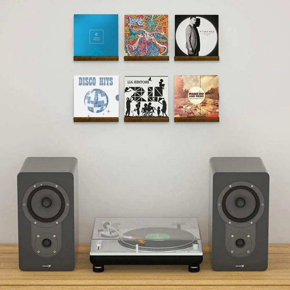 Vinyl Record Wall Holder, Solid Wood Now Playing Display Shelf