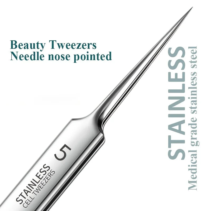 Blackhead Tweezers, Stainless Steel Fine Tip Pore Tool