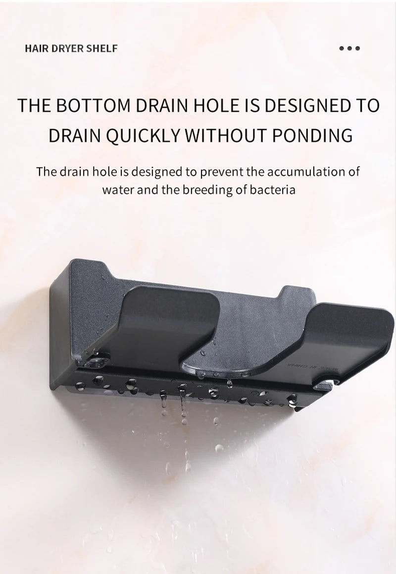 Hair Dryer Holder, Wall Mounted Bathroom Styling Tool Rack