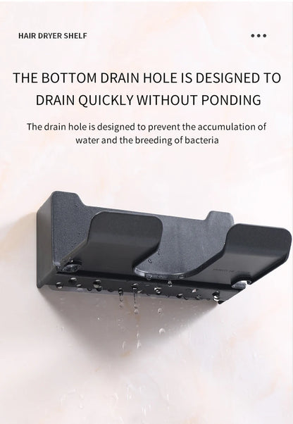 Hair Dryer Holder, Wall Mounted Bathroom Styling Tool Rack