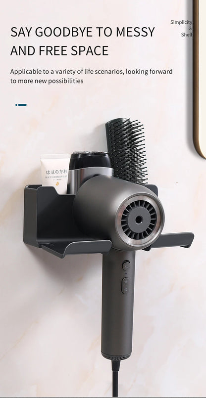 Hair Dryer Holder, Wall Mounted Bathroom Styling Tool Rack