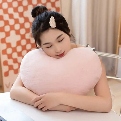 Pink Heart Throw Pillow, Soft Plush Cushion, 30 x 40 cm