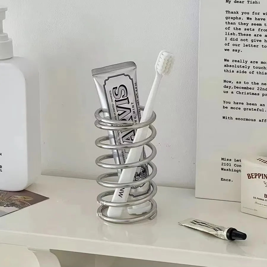 Toothbrush and Toothpaste Holder, Metal Countertop Organizer
