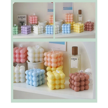 Bubble Cube Candle, Handmade Soy Wax Scented Decor Candle