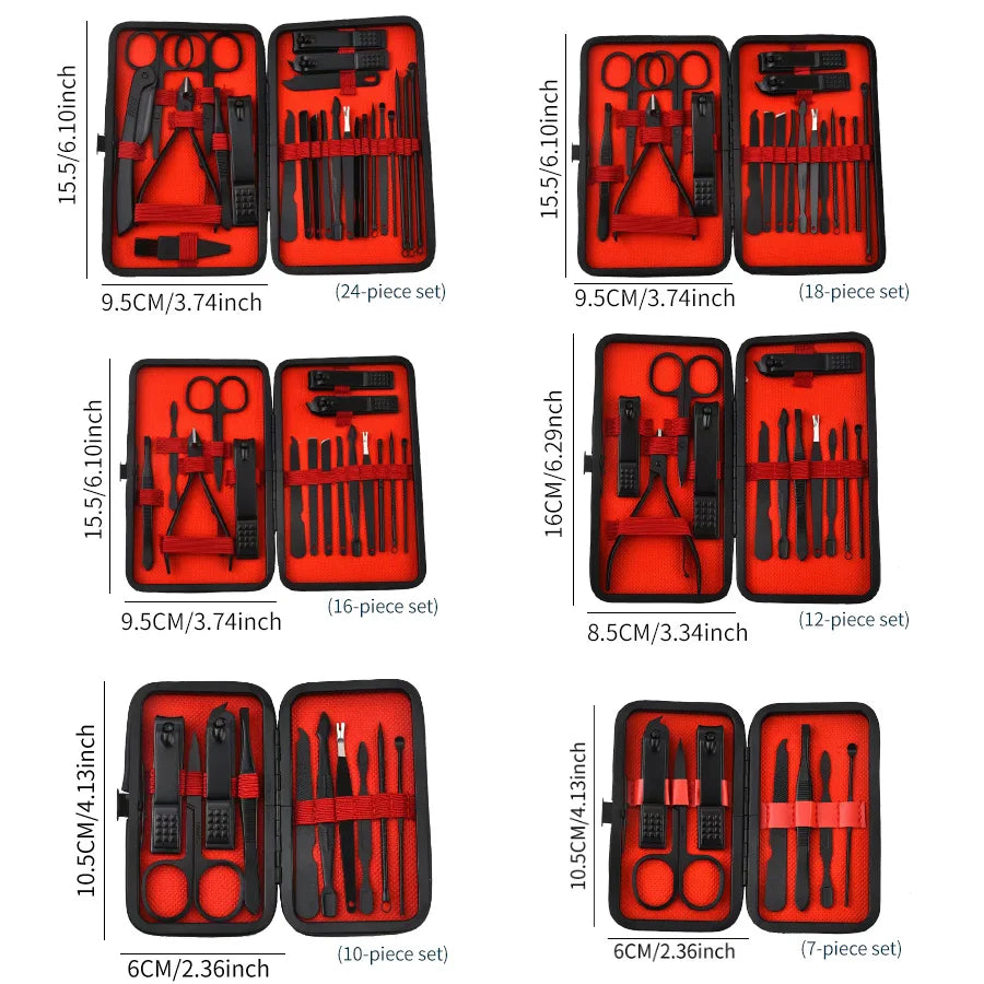 Black and Red Manicure and Pedicure Set