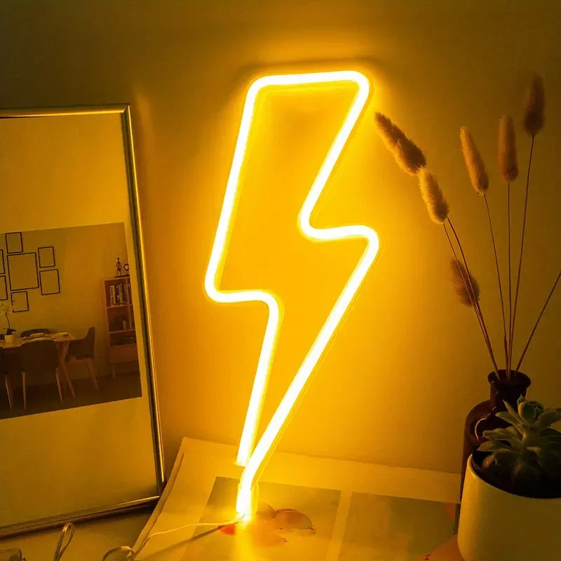 Lightning Bolt Neon Table Light, USB or Battery LED Desk Lamp